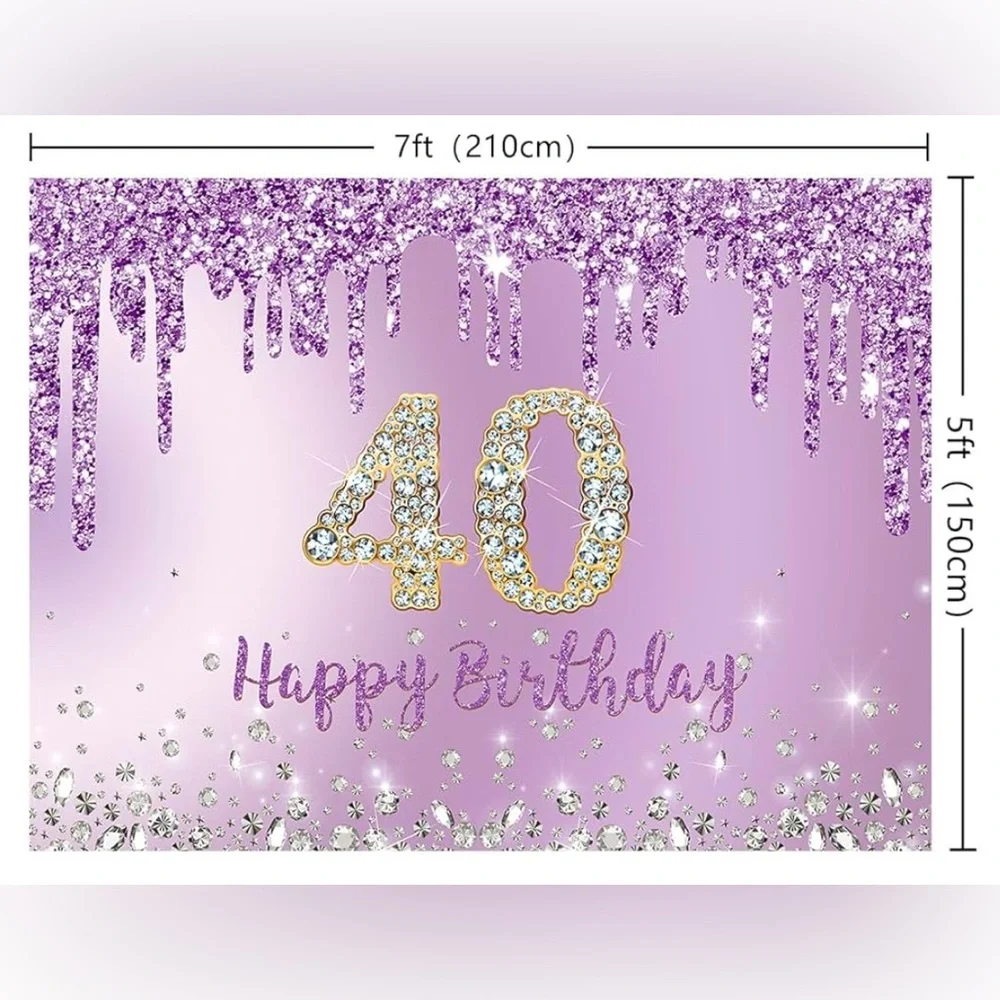 Purple Happy 40th Birthday Photography Background